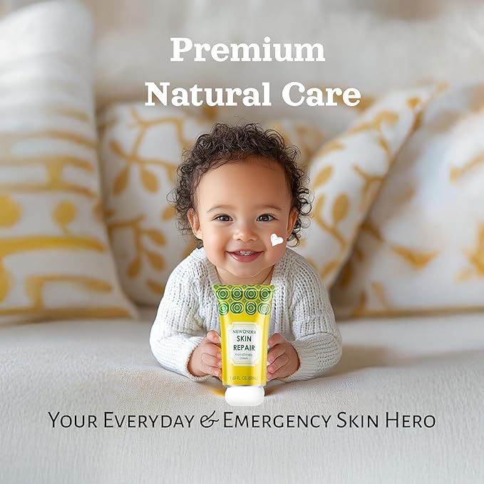 Natural SKIN REPAIR. Clinically tested Aromatherapy. Powerful Essential Oil. Eczema, Dermatitis, Diaper rash, and Sensitive skin. For all skin types. Hypoallergenic, Vegan, Paraben Free. 50ML TUBE