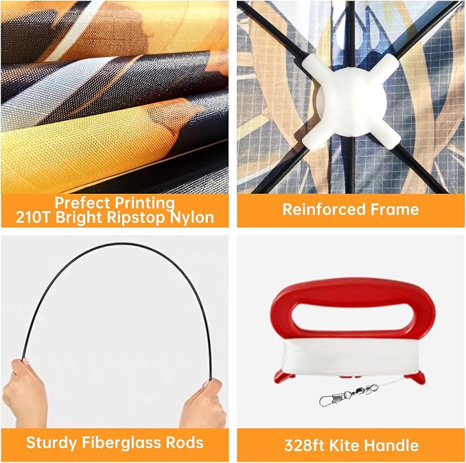 Butterfly Kites for Kids and Adults, Easy to Fly Large Single Line Kite for Boys and Girls - 55" x 28" Beach Kite for Beginners, 300ft String Handle Included