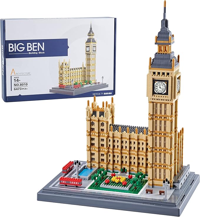 Real Big Ben Micro Building Blocks Set for Adults 6473 PCS - World Famous Architecture Model Toys Presents for Kid Age of 14+
