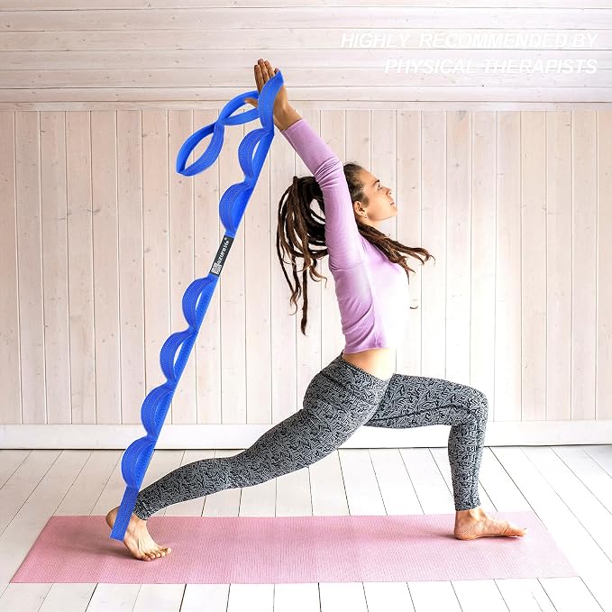 A AZURELIFE Premium Durable Stretch Straps with Loops, Stretching Strap for Physical Therapy, Multi-Loop Yoga Strap Fitness Exercise Strap for Yoga, Pilates, Dance, Flexibility&Exercise
