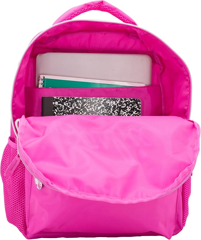 AI ACCESSORY INNOVATIONS Barbie Backpack for Girls, Bookbag with Adjustable Shoulder Straps & Padded Back, Barbie Pink 16 Inch Schoolbag with Raised Embroidered Logo, Durable School Bag for Kids