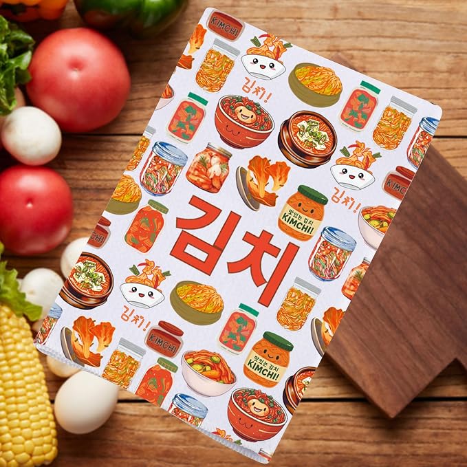 JNIAP Korean Kimchi Kitchen Towel Kimchi Lover Gift Korean Chef Gift Korean Food Dish Towel Kimchi Hand Towels (Kimchi kt)