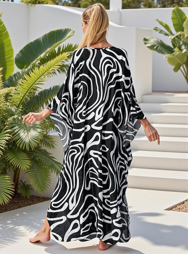 Mumu Dresses for Women Plus Size, Bohemian Kaftan Beach Cover Up Long Maxi Nightgown Soft Loungewear