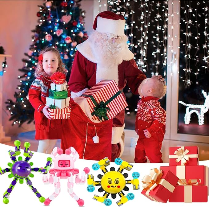 50 Pcs Transformable Fidget Spinner Toys for Kids, Stress Relief Sensory Toys for Autism ADHD, Birthday Party Favors, Easter Basket Essentials, Classroom Prizes, Stocking Stuffers for Boys Girls