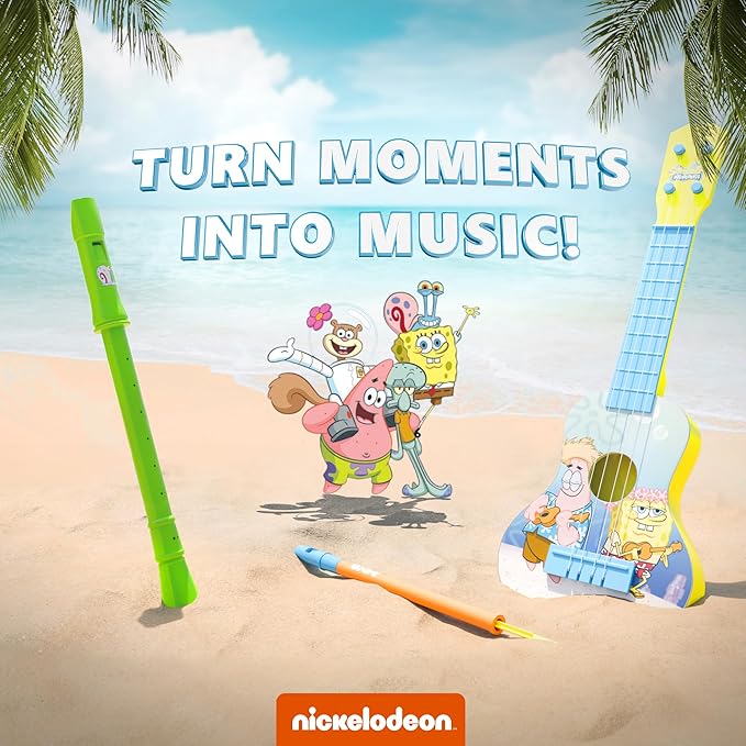 Lollipop Spongebob 3in1 Instrumental Toy, Musical Toy for Kids, Educational Learning, Including Ukalele, Whistle, and Recorder, Perfect for Gift for Children