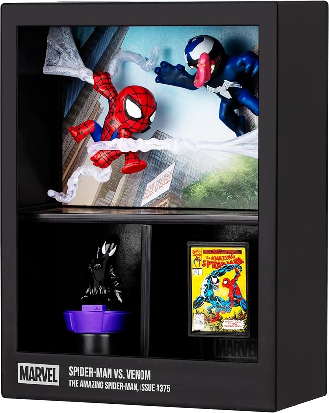 FANDROP MV02-Spider-Man VS. Venom, FANDROP Combines A Displayable Diorama, Artifacts & Scene Marker That Creates an Elite Display to Enhance Any Spider-Man Collection, 4 Marvel FANDROPS to Collect