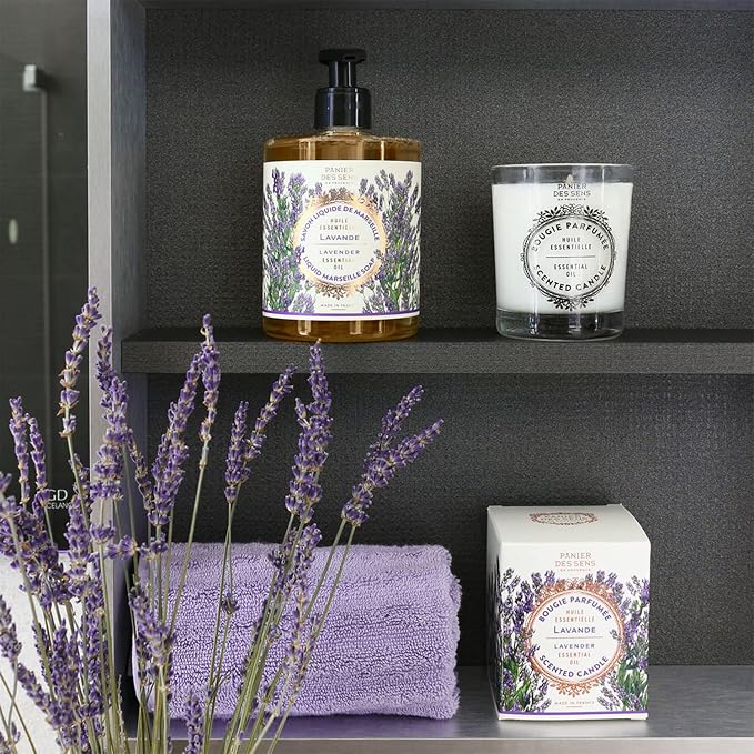 Panier des Sens Lavender Long-Lasting Scented Candle, 6.3 oz | Hand-Poured In Provence | Up To 55 Hours Burn Time | 100% Natural Cotton Wick | Long-Lasting French Home Fragrance