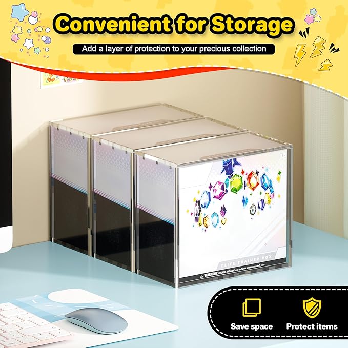 2 PCS ETB Protector Case, 5mm ETB Acrylic Display Case, Clear Ultra Acrylic Boxes for Display Compatible with Elite Trainer Box, Dustproof and Waterproof Display Box