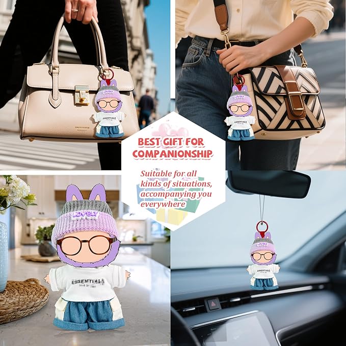 4 Piece 17cm Cool Doll Clothes and Accessories Set Stylish Hat Top Pants Outfit Edgy Doll Fashion Sets