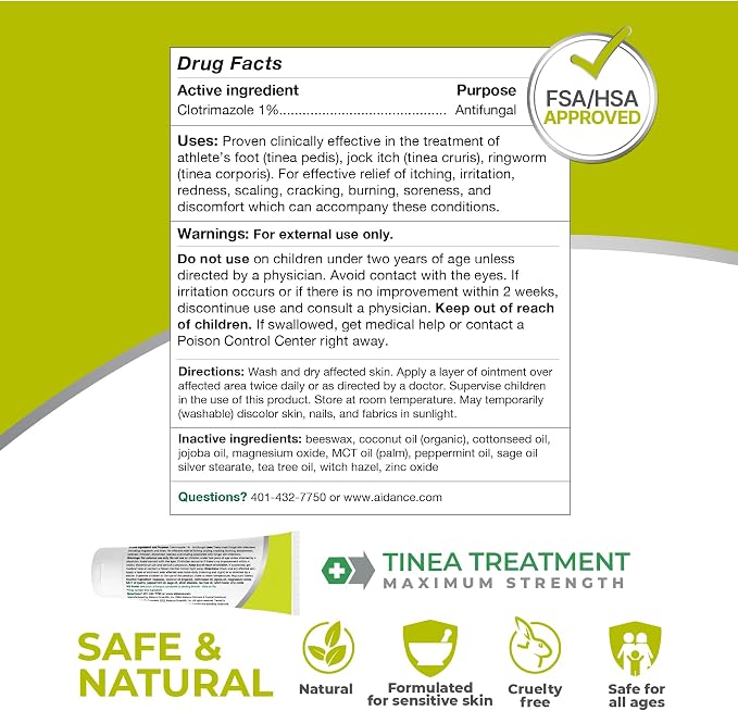 terrasil Tinea Versicolor Treatment Cream Max Strength, Antifungal Tinea Cream, Clinically Proven 1% Clotrimazole. Treats Most Ringworm & Fungal Infections. Soothing Relief of Itchy Dry Skin (7oz)