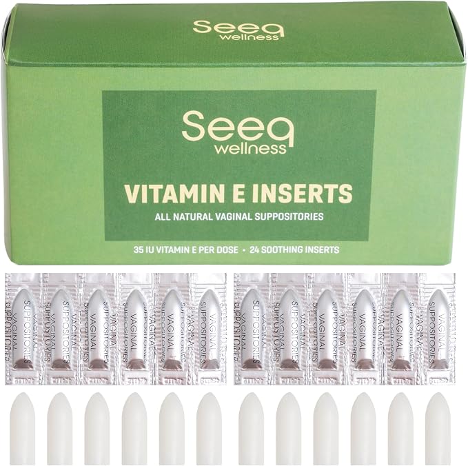 Vitamin E Suppositories - Vaginal Dryness and Iritation Relief - Menopause Support - All Natural Feminine Care - 35 IU - 24 Count