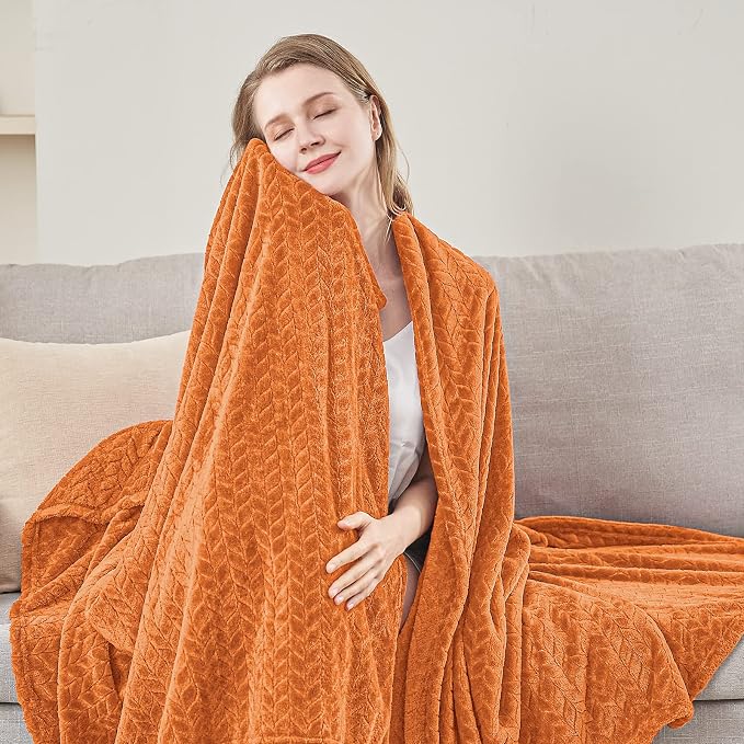 inhand Fall Throw Blanket, Super Soft Fuzzy Blanket for Couch Sofa Bed Office, Cozy Plush Fleece Blanket Throw Size, Washable Lightweight Flannel Blankets Throw for All Season(50โx60โ,Rust)