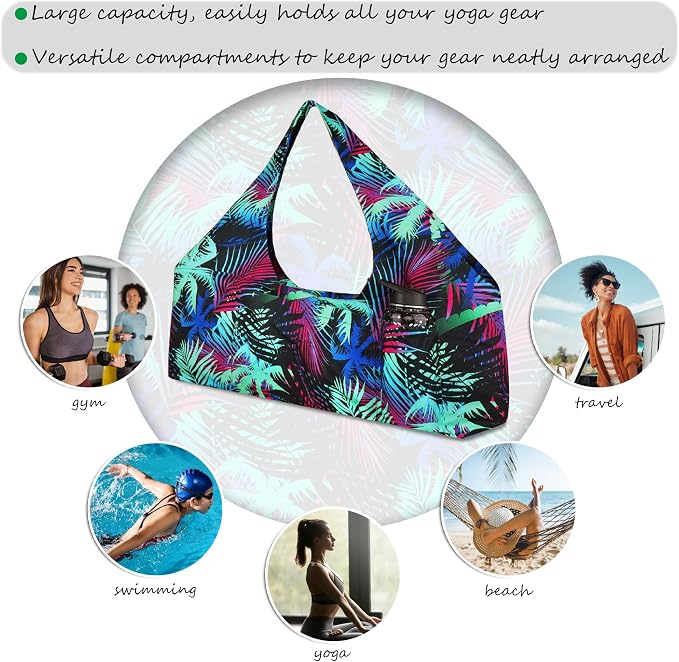 Large Yoga Mat Bag Yoga Bags and Carriers Fits All You Stuff Yoga Tote Bag with Yoga Mat Strap, Elastic Pockets and Zipper Pockets