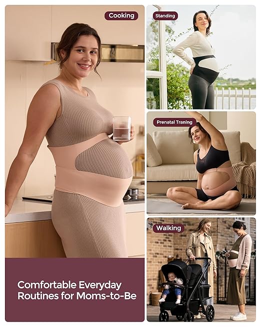 Momcozy Pregnancy Belly Band, CozySupport Ergonest Maternity Belly Band, Invisible Pregnancy Belt for Back, Abdomen, Waist