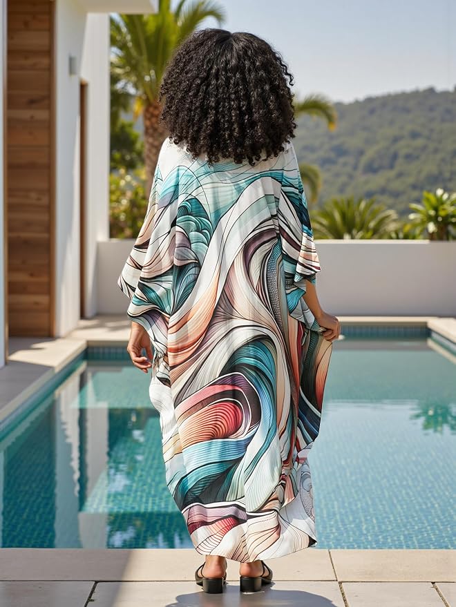 Mumu Dresses for Women Plus Size, Bohemian Kaftan Beach Cover Up Long Maxi Nightgown Soft Loungewear