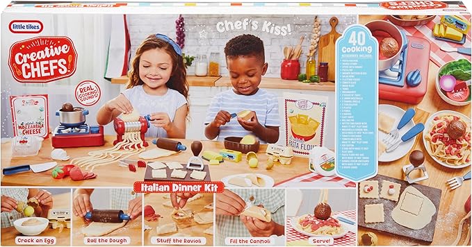 Little Tikes Creative Chefs Italian Restaurant Kit with 33 Accessories, Pretend Play Cooking Set, for Boys, Girls Ages 3+