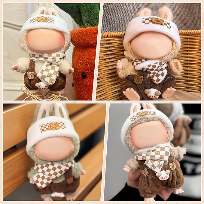 Clothes Fit for 17CM Doll, Fashion Doll Clothes Outfit Set Cute Theme Designer Toys Dress Accessories for Collector Fans Display (Green Checked)