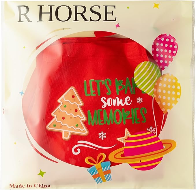 R HORSE Christmas Kid Apron and Chef Hat Set, 2Pcs Adjustable Children Xmas Red Kitchen Apron Dress up Role Play Chef Toy Cooking Baking Painting and Training Kits Christmas Gift for Kids