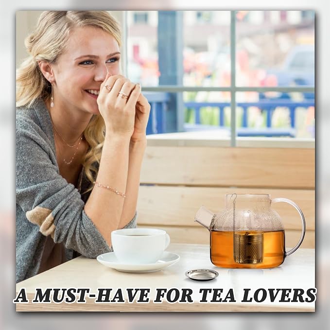 Yoassi Tea Infusers for Loose Tea, 2 Pack Extra Fine Mesh Tea Strainers, 18/8 Stainless Steel Loose Leaf Tea Steeper Tea Diffusers with Extended Chain Hook and Drip Tray