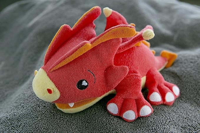 SoapSox Kids Exfoliating Bath Scrub (Scorch The Dragon) - Soft Animal Toy Wash Cloth Sponge with Soap Pocket Insert - Fun Loofah Characters for Babies, Kids and Children
