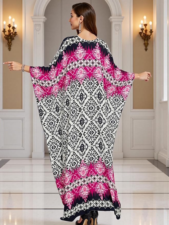 Mumu Dresses for Women Plus Size, Bohemian Kaftan Beach Cover Up Long Maxi Nightgown Soft Loungewear