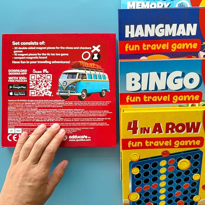 QUOKKA Magnet Game for Kids 3-5 - 3 in 1 Chess&Checkers&TicTacToe Game Kids Ages 4-8 - Travel I Road Trip I Plane I Car Ride - Magnetic Toddler Travel Toys
