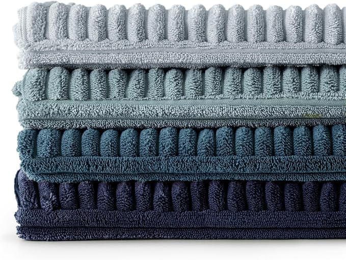 MIULEE Dusty Blue Navy Farmhouse Throw Pillow Covers 20x20 Inch Set of 4 Boho Patchwork Gradient Cushion Cases Western Modern Pillow Cases Corduroy Home Decor for Couch Sofa Living Room Bed