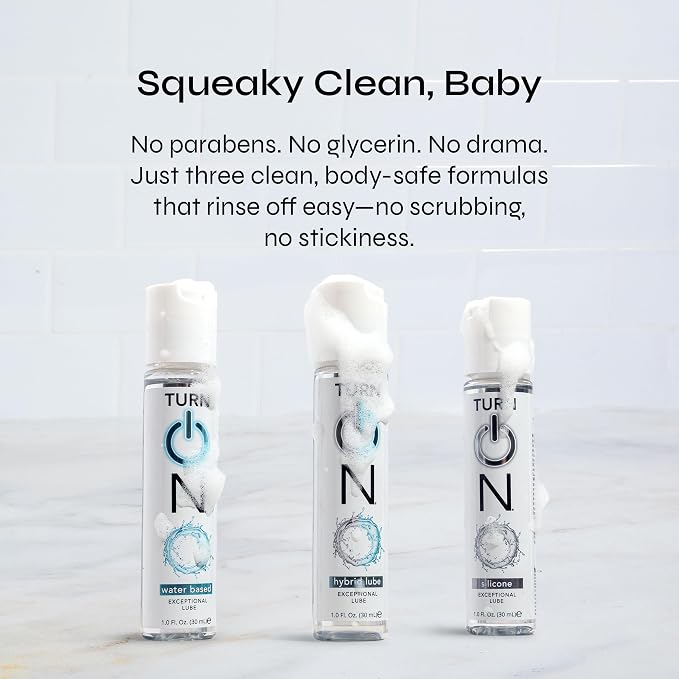 Turn On Assortment Sampler 3-Pack Essentials - Silicone, Water-Based, and Hybrid Lubes for Men, Women, and Couples | Paraben-Free, Gluten-Free, Stain-Free, Travel-Friendly, 1 fl oz Each