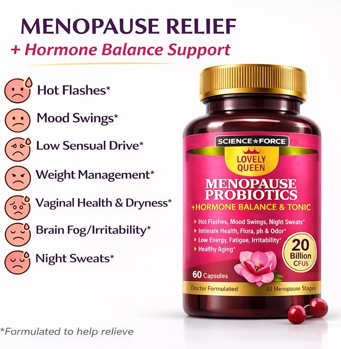 Lovely Menopause Supplement + Hormone Balance + Weight Management, Hot Flashes, Mood Swings, Vaginal Health & Dryness | Black Cohosh, Dong Quai, Ashwagandha + Probiotics, Woman Supplement, 60 ct