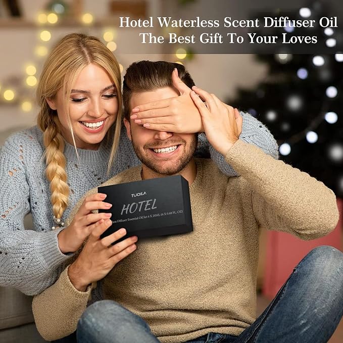 Waterless Diffuser Essential Oil Set(6X 20mL), Hotel Luxury Aroma Scent Oil My Way,Olene, Candy Mints, Mysterious, Bergamote Usage Cold Air Diffuser Oils Aromatherapy for Home, Office, Car