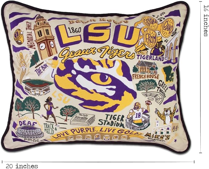 Catstudio Louisiana State University (LSU) Collegiate Embroidered Decorative Throw Pillow