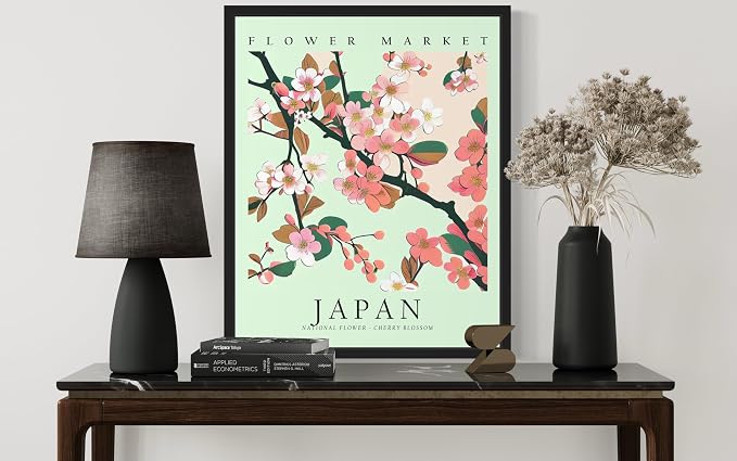 Japan Flower Market Art Print Poster, Wall Art Floral Painting Botanical Decor for Bedroom, Kitchen, Bathroom Livingroom Decoration 82B (Japan, 36"L x 24"W, Unframed)