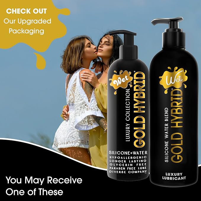 Wet Gold Hybrid Silicone and Water-Based Lubricant | Long-Lasting Performance, Premium Formula | Made Without Glycerin and Parabens | Lube for Men, Women & Couples, 16 fl oz