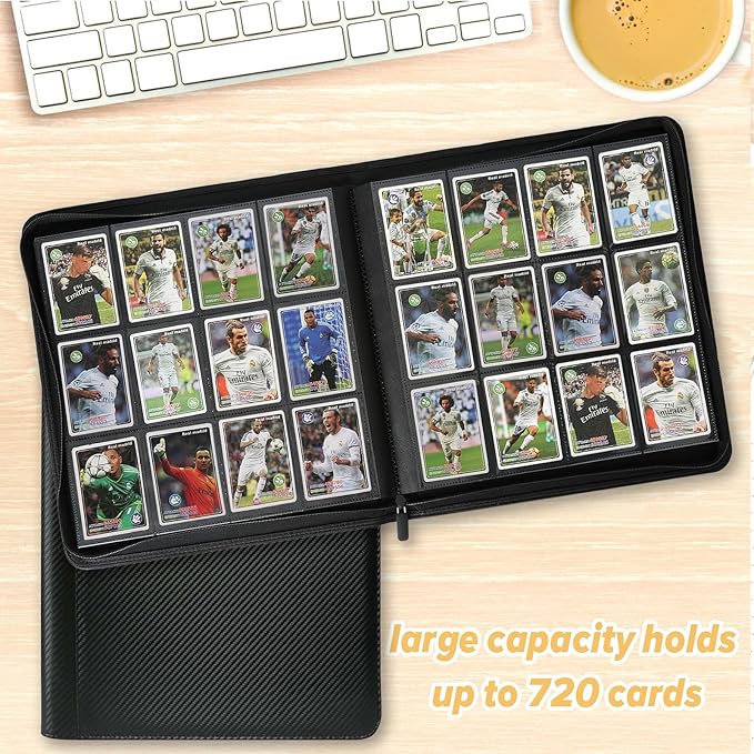 Trading Card Binder 12 Pocket, GERMUN PU Cover Card Binder for 720 Cards, Premium Trading Card Holder Folders, Double Sided Pocket Card Album for MTG, TCG (Carbon Black)