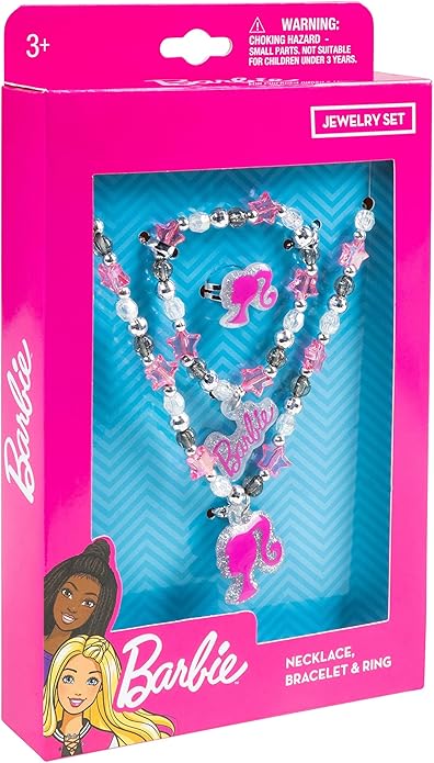LUV HER Girls Jewelry Set - Dress up 3 Piece Toy Jewelry Box Set with Bead Necklace, Bracelet and Ring - Play Accessories - Ages 3+, No Gemstone