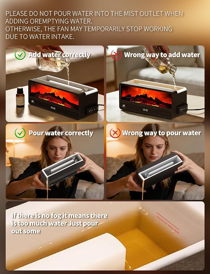 Essential Oil Diffuser for Bedroom, 250ml Aromatherapy Diffuser with Flame Effect, Remote Control, 7 Color LED Lights, Quiet Mist for Home Office and Living Room (Black)