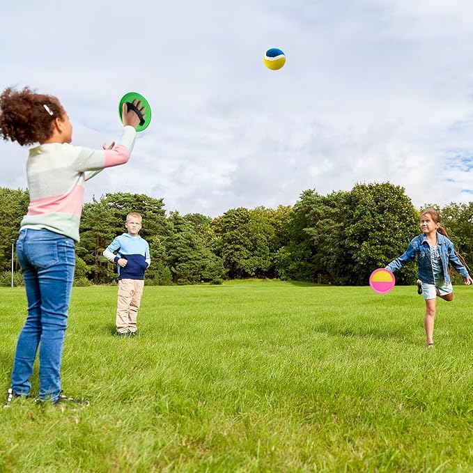 Toss and Catch Ball Set for Girls โ 6 Paddles 3 Balls Pink Outdoor Game for Kids Ages 3-10, Birthday Gift, Christmas Toys, Holiday Present, Party Favor, Backyard Indoor Toy