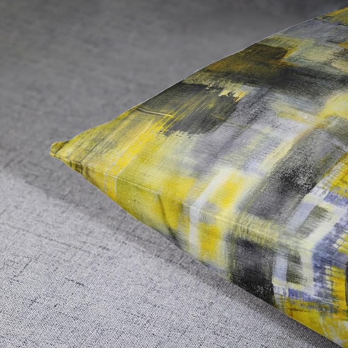 Emvency Throw Pillow Covers Set of 2, 18 x 18 Inch, Yellow Black | Abstract Modern Painting Outdoor Decorative Square Pillow Cases Couch Cushion Case for Couch Bed Sofa Living Room Home Decor