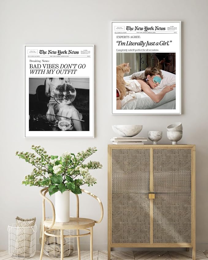 EcoHest 12x16 in Audrey Hepburn I'm Literally Just a Girl Canvas Art | Unframed Canvas Print, Vintage Newspaper Wall Decor for Bedroom, Bathroom, Apartment, Dorm Room, 1Pack