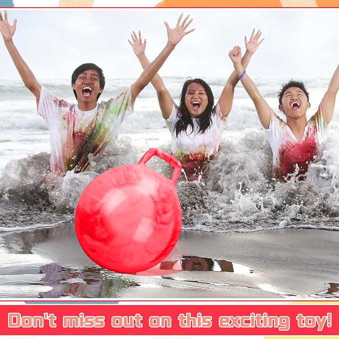 Kids Bouncy Hopper Ball with Handle Jumping Hopping Exercise Balls for Toddlers Boys Girls Indoor Outdoors Sports School Games Exercise Gifts(18 Inch,Marbled Red)