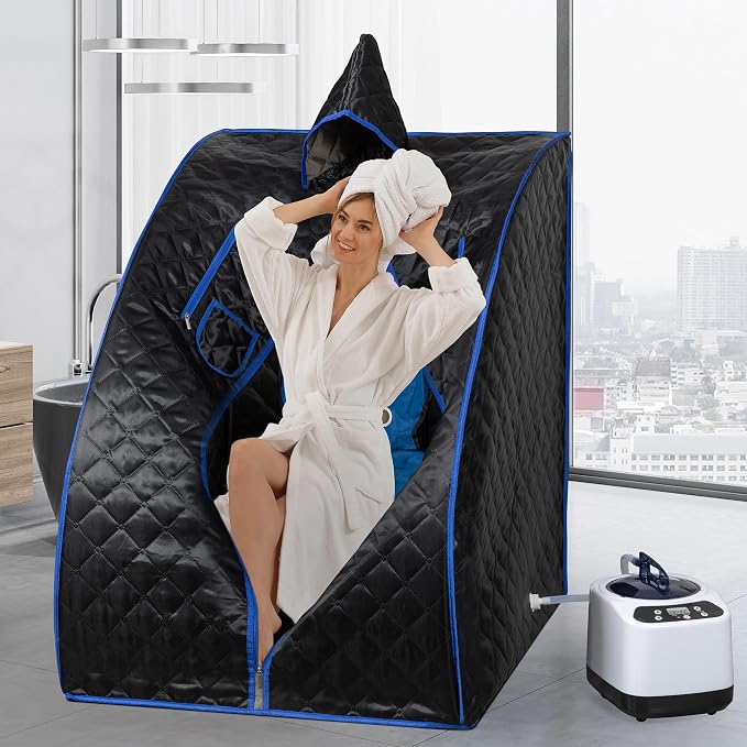 BOCHPOWER Portable Sauna Box, 3.0L Steamer, Remote Control, Folding Chair, 9 Levels (Basic Full Size)