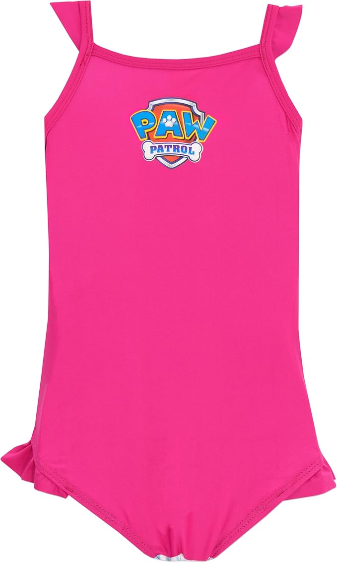 Paw Patrol Girls' Swimsuit Skye, Rubble, Chase, Everest One Piece Bathing Suit for Kids