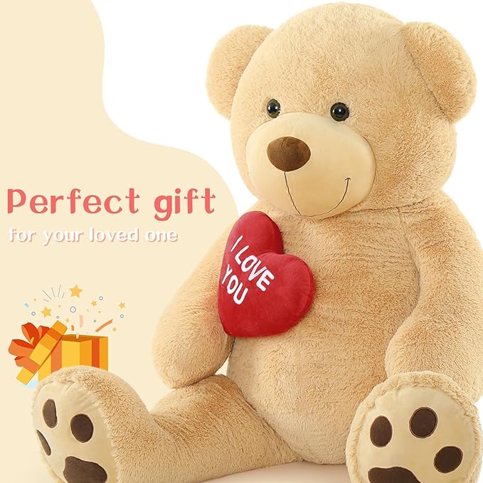 Tezituor Giant Teddy Bear 10ft Stuffed Animals - “I Love You”Red Heart Human Size 10 Feet Teddy Bear for Girlfriend,Boyfriend,Birthday,Anniversary,Valentines,Celebrations or Long Distance