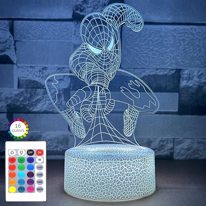RUTICH 3D Night Light for Boys,16 Colors Dimmable Optical Illusion Lamp,Bedroom Decorations Bedside Lamp,Birthday Christmas Holiday Gifts for Man Teens Boys Girls Kids