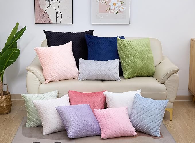 Water Resistant Polyester Pillow Inserts with Plush Dot Cover | Pack of 2 Square Form Indoor Decorative Pillow, Bed and Couch Pillows, 20 x 20 Inches, Orchid
