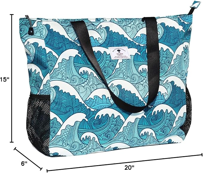 ESVAN LARGE BEACH BAG Water Resistant Lightweight 20 inch Women Oversize Tote Bag for Gym Beach Travel Pool Yoga Nurse