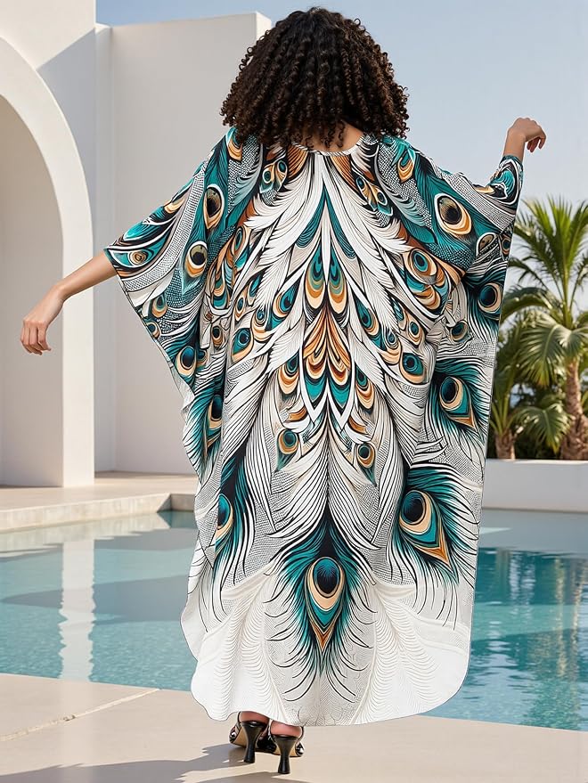 Mumu Dresses for Women Plus Size, Bohemian Kaftan Beach Cover Up Long Maxi Nightgown Soft Loungewear