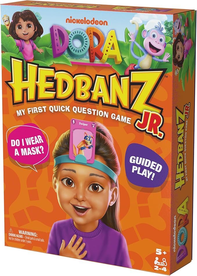 Spin Master Games, Dora the Explorer Hedbanz Jr., Picture Guessing Card Game, Includes Illustrations from Dora, Quick Questions & Easy to Play, 2-4 Players, Stocking Stuffer Gift Ideas for Ages 5 & Up