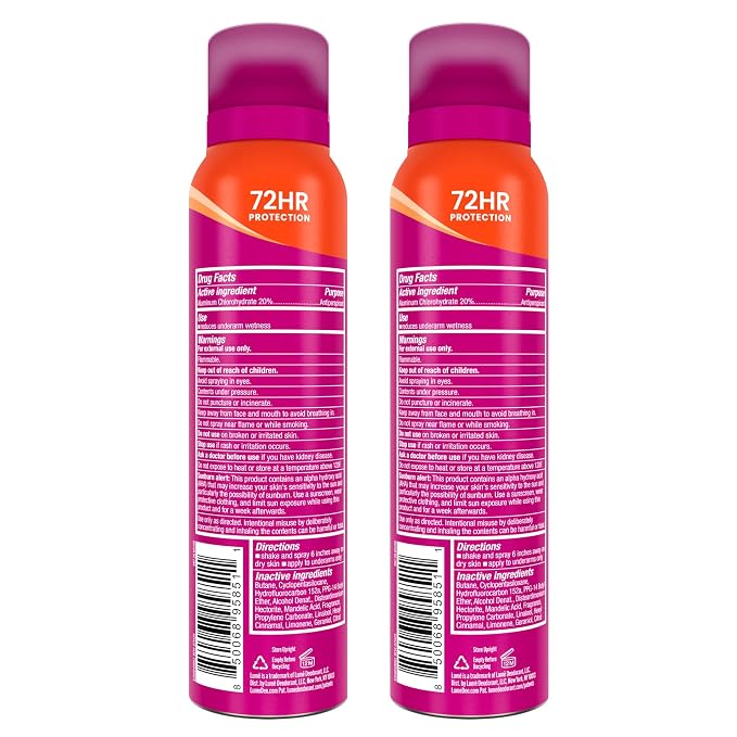 Lume Deodorant Plus Sweat Control - Invisible Spray - Extra Strength Antiperspirant For Underarms - 72 Hour Odor And Sweat Control - Baking Soda Free - 2 Pack (Clean Tangerine)