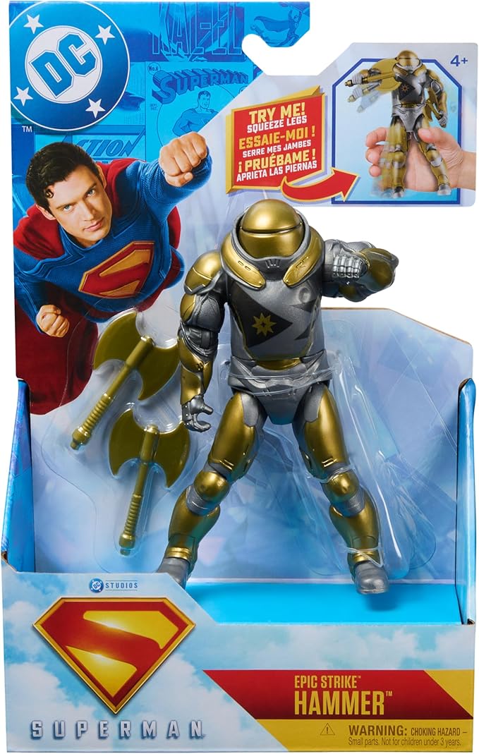 DC Comics, Superman, Hammer of Boravia Epic Strike Action Figure, 6-Inch Tall, Authentic Movie Styling, Includes 2 Accessories, Kids Toys for Boys and Girls Ages 4 and Up